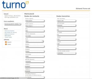 matriculación online Turno - Ender, Factoría de Software