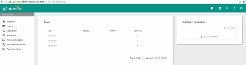 pago de recibos online - Atenea, gestión de academias online
