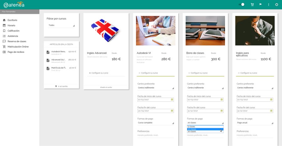 Matricular alumnos online - Atenea, software de gestión online