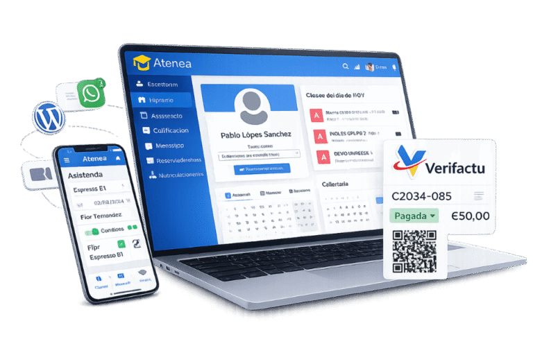 software de gestión para academias Atenea