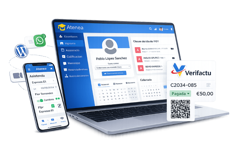 software de gestión para academias Atenea